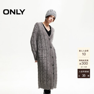 针织衫 ONLY冬季 慵懒感做旧长款 毛衣开衫 12443B003 上衣女