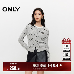 女 ONLY冬季 针织衫 开衫 12443A002 优雅波点圆领正肩短款