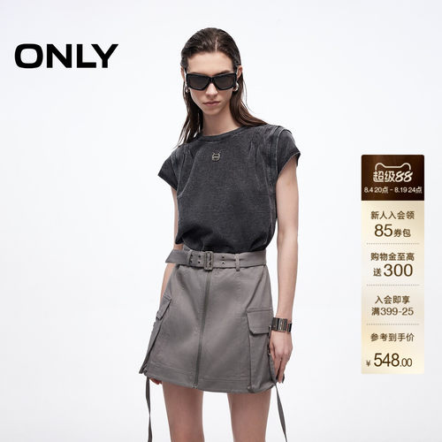 ONLY假两件T恤裙圆领短裙连衣裙
