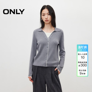 上衣女 针织衫 ONLY春季 时髦层次叠穿假两件正肩翻领撞色长袖