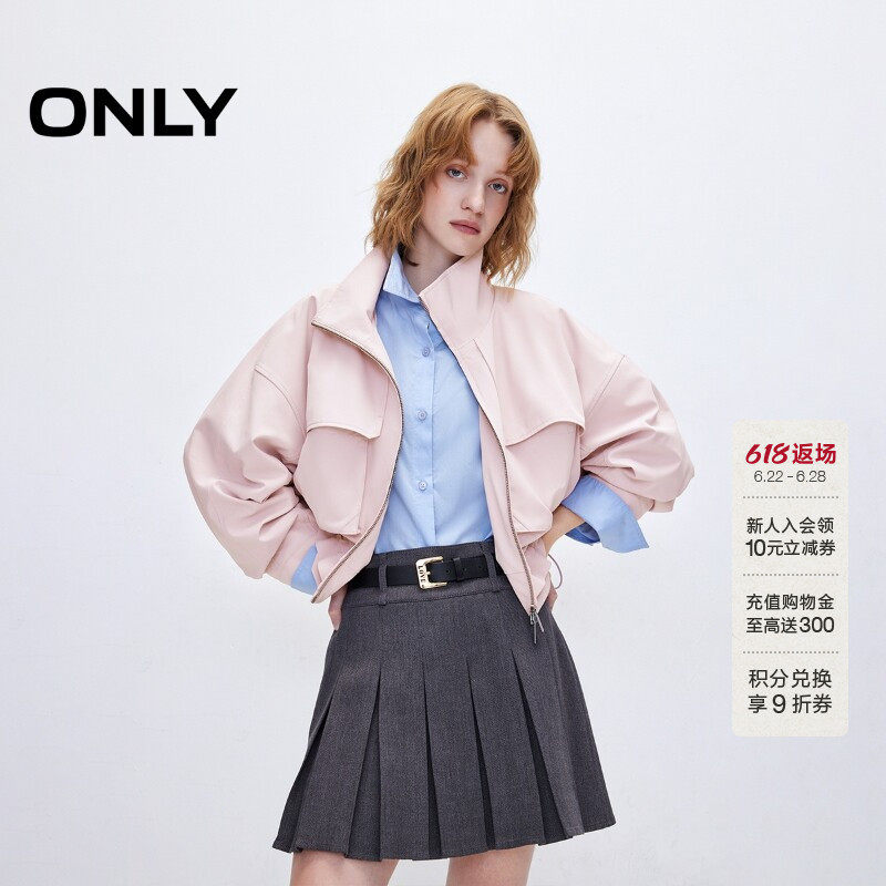 ONLY短款宽松高领风衣外套