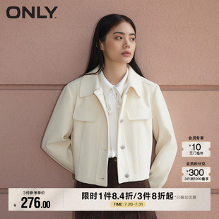 124136003 ONLY秋季 简约休闲显瘦宽松翻领短款 长袖 外套女