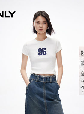 ONLY数字贴布正肩修身短款T恤