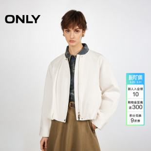 ONLY2026春季 插肩门襟双拉链按扣宽松解构立体下摆圆领风衣女 新款