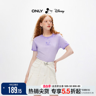 修身 ONLY2024夏季 迪士尼DISNEY联名款 124201107 新款 正肩T恤女