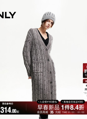 ONLY冬季慵懒感做旧长款毛衣开衫针织衫女|12443B003