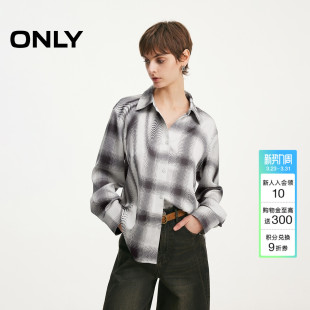 上衣女 宽松剪裁轻盈顺滑面料垂顺感翻领印花衬衫 ONLY2026春季 新款