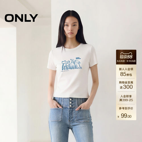 ONLY正肩上衣俏皮小狗短袖T恤女