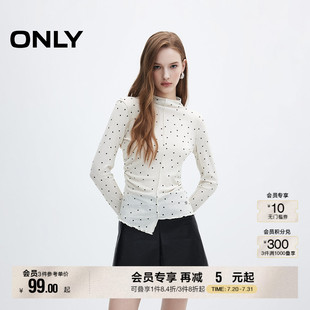 ONLY夏季 打底T恤124302011 甜美风百搭修身 波点半高领长袖
