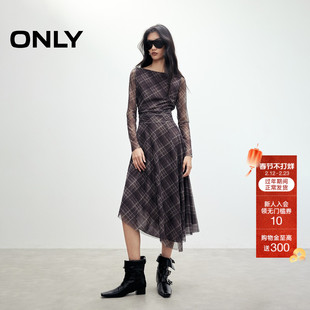 ONLY2026春季新款优雅风不规则下摆心机露肩设计中长裙连衣裙女