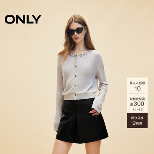 针织衫 ONLY冬季 上衣显瘦优雅重工正肩宽松短款 开衫 12433B010 女