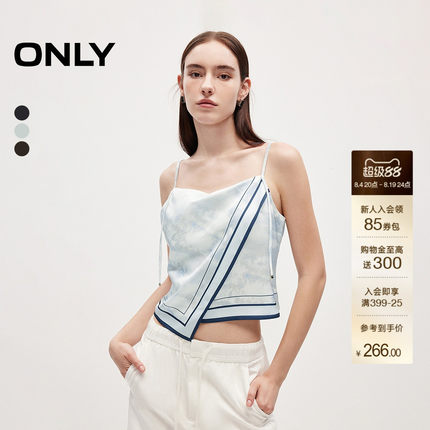 ONLY2026夏季新款可调节细肩带优雅不规则下摆设计雪纺衫上衣女