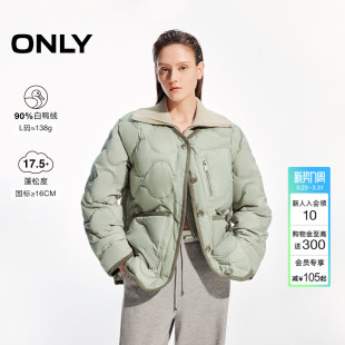 ONLY冬季 124423062 90白鸭绒宽松棒球领大口袋羽绒服女