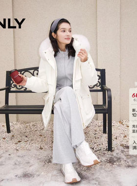 ONLY白鹅绒毛领工装派克羽绒服