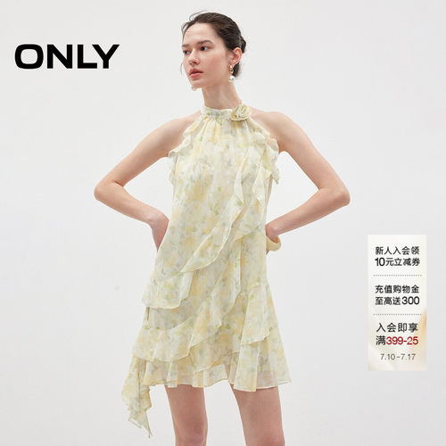 ONLY荷叶边插肩无袖裙子连衣裙女