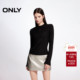 半高领长袖 ONLY2025冬季 T恤女 饰修身 打底衫 新款 弹力细闪金属装