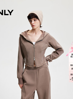 ONLY冬季休闲百搭显瘦长袖短款连帽卫衣女|12448L001