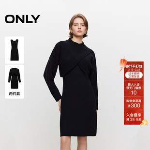 ONLY冬季通勤风小黑裙套装短裙针织连衣裙女|124446002