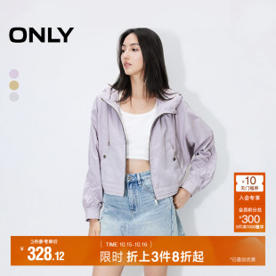 124336018 抽绳连帽风衣外套女 ONLY秋季 机能风宽松插肩袖
