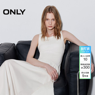 裙子拼接腰间抽褶长裙连衣裙女 松弛感U领无袖 ONLY2026春季 新款