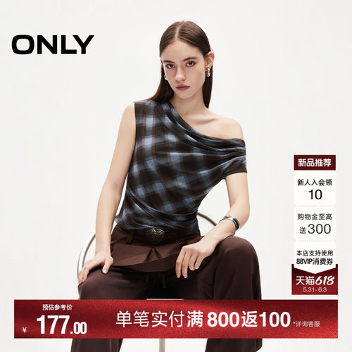ONLY无袖款荡领显瘦短款T恤上衣