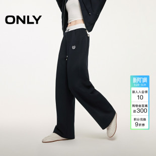 休闲裤 阔腿裤 女 潮流拼色抽绳弹力腰头挺阔宽松长裤 ONLY春季