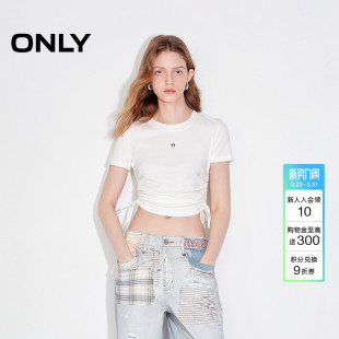 短款 上衣简约百搭纯色设计修身 正肩圆领T恤女 新款 ONLY2026夏季