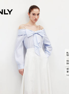 ONLY蝴蝶结装饰露肩吊带蕾丝衫