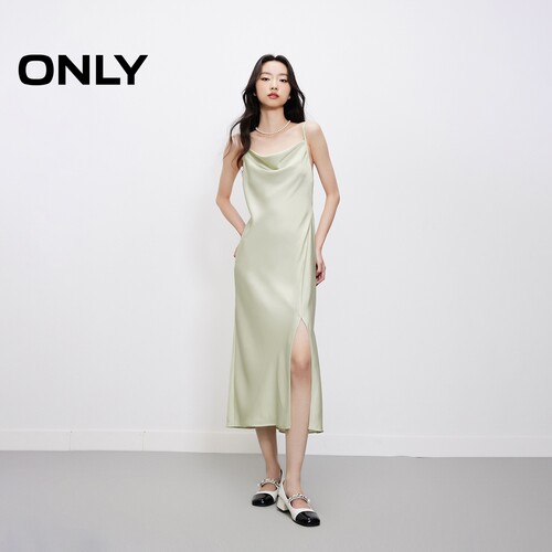 ONLY吊带开叉高腰长款连衣裙