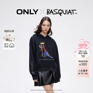 ONLY冬季BASQUIAT联名纯棉宽松连帽卫衣女|12439S039