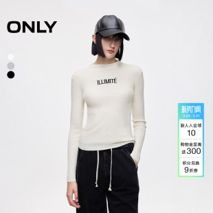 针织衫 显瘦字母刺绣打底长袖 上衣女 优雅半高领修身 ONLY春季