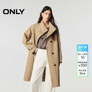 风衣外套女 含莫代尔立体高领可拆卸腰带中长款 ONLY2026春季 新款
