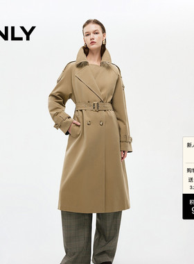 ONLY2026春季新款莱赛尔摩登风挺阔面料设计宽松中长款风衣外套女