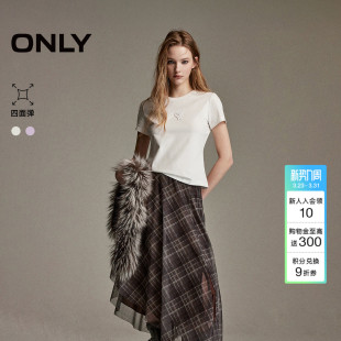 正肩短袖 ONLY2026春季 短款 上衣甜美立体蝴蝶结收腰修身 T恤女 新款