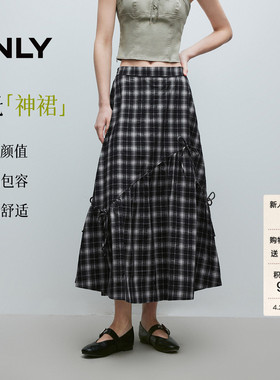 ONLY2026春季新款俏皮仙女裙白色蝴蝶结A字伞裙显瘦半身裙女