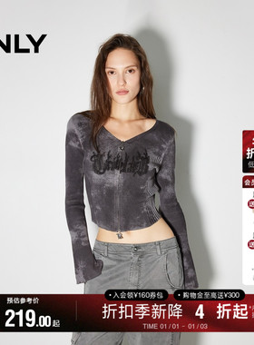 ONLY冬季潮流修身短款V领开衫毛衣针织衫女|12433A007