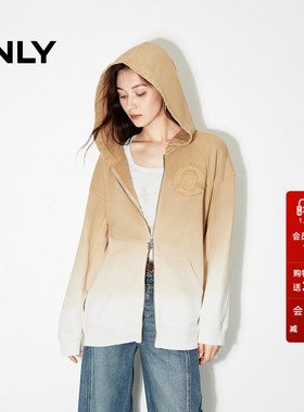 ONLY冬季休闲潮流渐变宽松开衫连帽卫衣女|12439R006