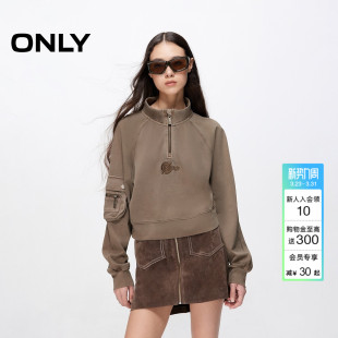 卫衣女 潮酷纯棉立领LOGO短款 12439R025 时尚 ONLY冬季