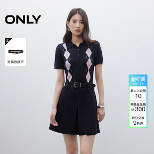 假两件短裙连衣裙女 裙子高智感polo裙百褶短袖 ONLY2026春季 新款
