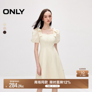 ONLY夏季 124207129 甜美学院显瘦收腰短裙泡泡袖 连衣裙女