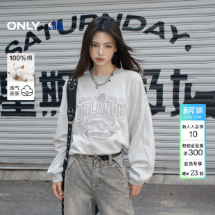 12449S004 宽松圆领纯棉落肩卫衣女 ONLY冬季 NBA联名款