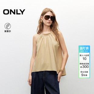 女 上衣削肩显瘦圆领系带宽松雪纺衫 1252WS003 新款 ONLY2026春季