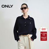 新款 知性大翻领插肩版 型密织面料纯色长袖 ONLY2026春季 针织衫 女