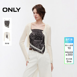 针织不规则剪裁吊带蕾丝衫 实穿显瘦套装 上衣女 新款 ONLY2026春季