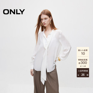 衬衫 上衣女 优雅通勤系带设计感雪纺长袖 法式 醋纤 ONLY冬季