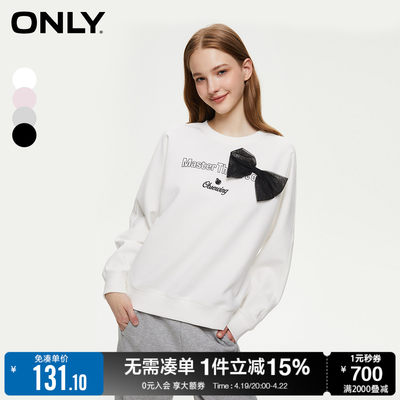 ONLY甜美蝴蝶结宽松圆领卫衣