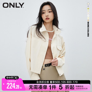 ONLY早春时尚百搭宽松纯色工装风口袋气质蝙蝠袖立领短款外套女