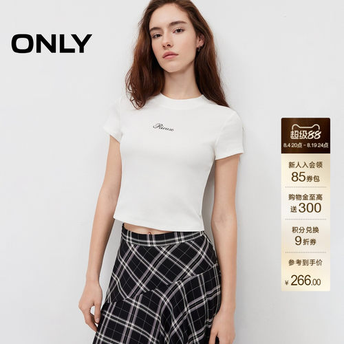 ONLY短款字母印花修身款舒适T恤