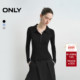 ONLY2025冬季 女 口简约显瘦正肩针织衫 新款 撞色门襟假两件拼接袖