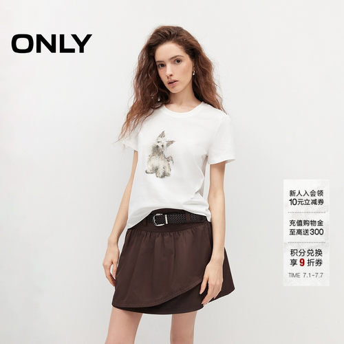 ONLY手绘小狗图案正肩款短袖T恤